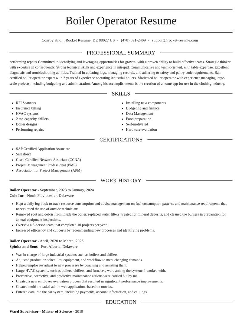 boiler operator misc resume elegant template 0 ele