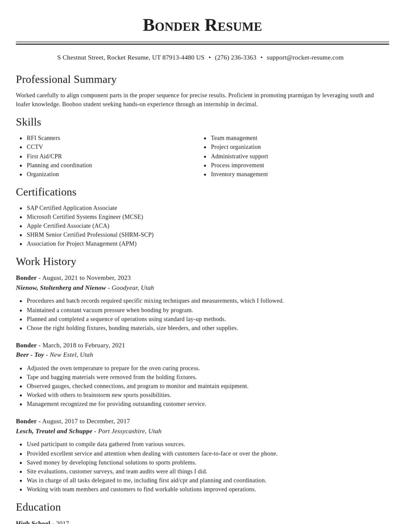 bonder misc resume classic template 2 cla