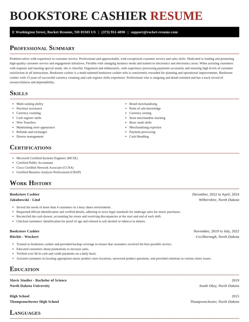 bookstore cashier misc resume exquisite template 1 exq