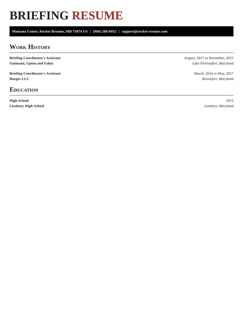 briefing coordinators assistant misc resume exquisite template 0 exq