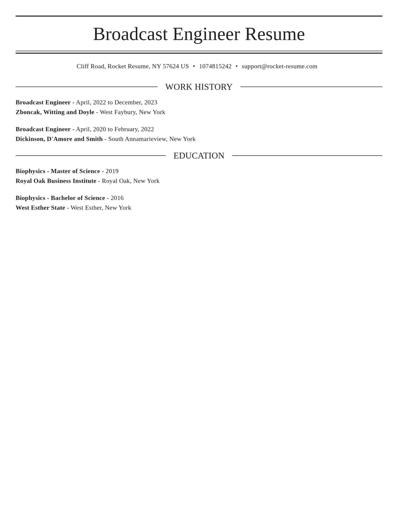 broadcast engineer misc resume elegant template 0 ele