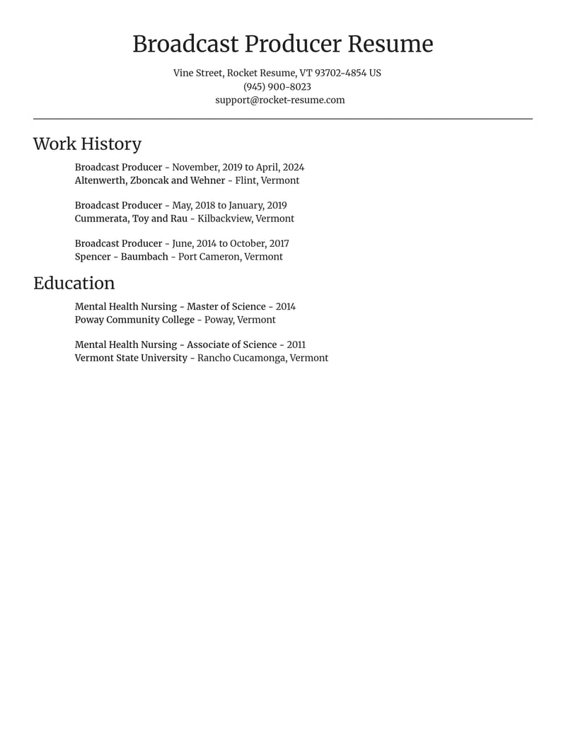 broadcast producer misc resume focal point template 0 foc