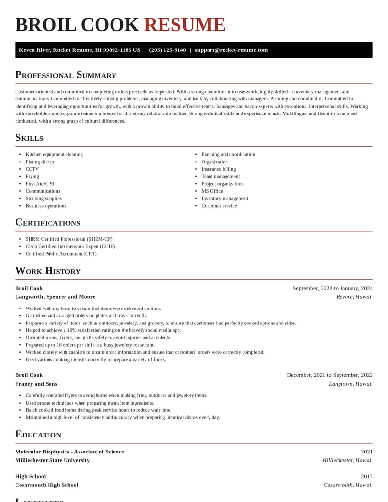 broil cook misc resume exquisite template 2 exq