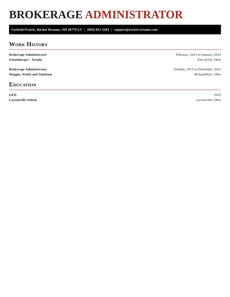 brokerage administrator misc resume exquisite template 1 exq