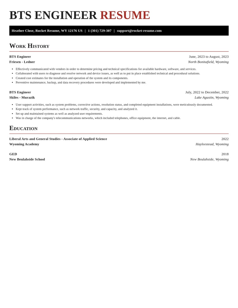 bts engineer misc resume exquisite template 2 exq