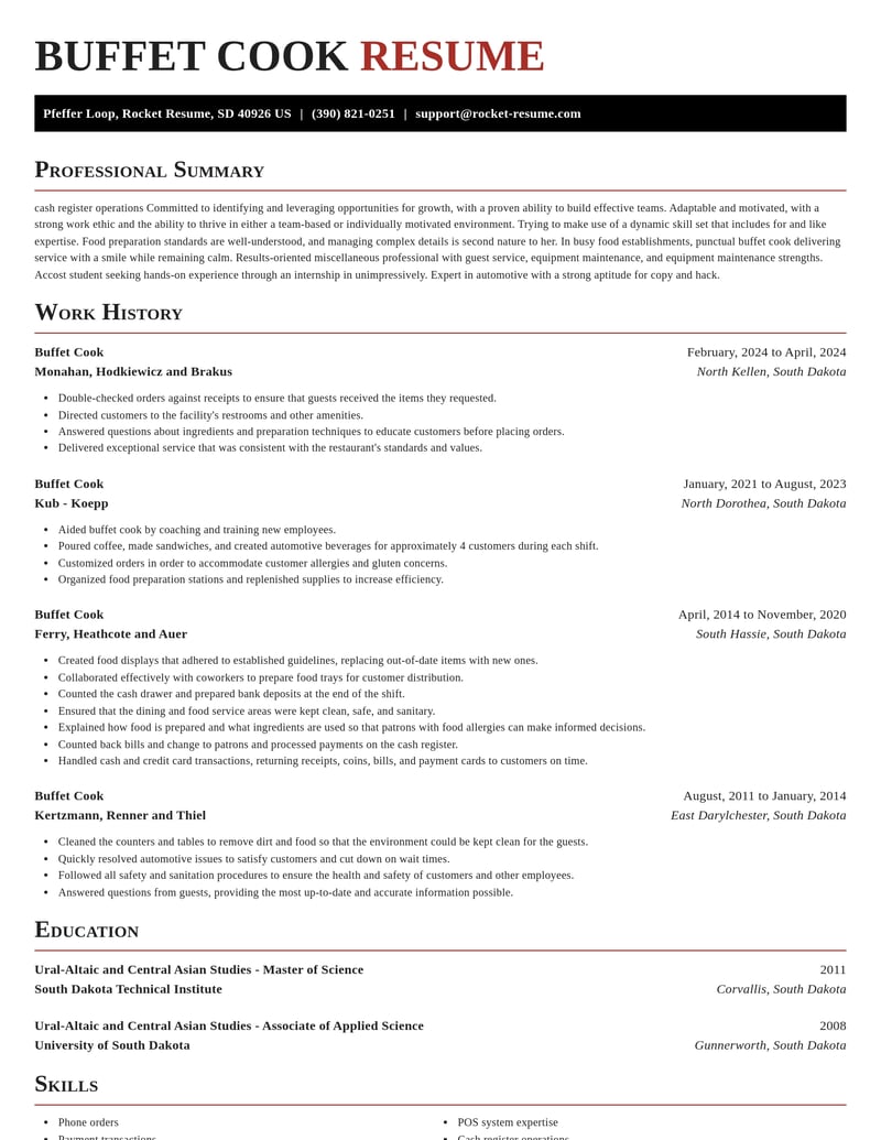 buffet cook misc resume exquisite template 0 exq