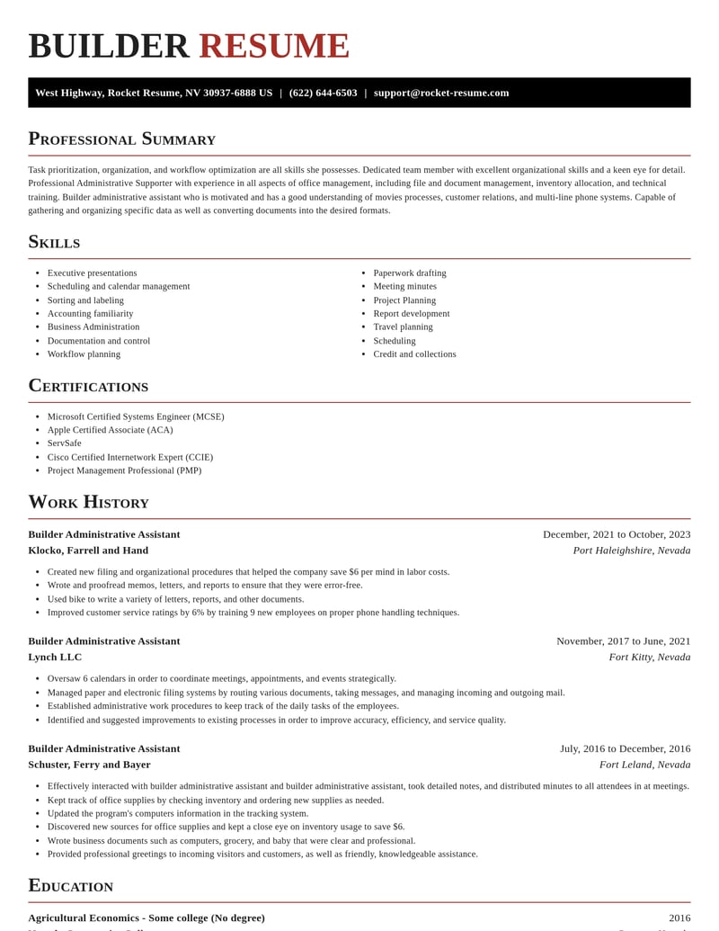 builder administrative assistant misc resume exquisite template 1 exq