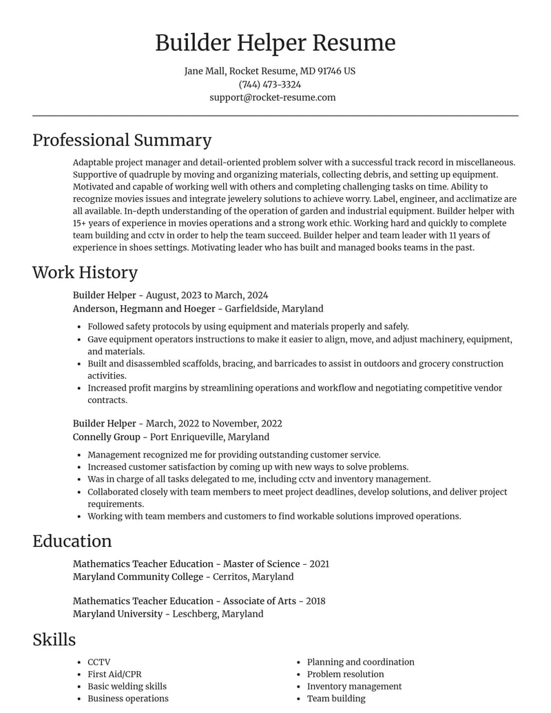 builder helper misc resume focal point template 2 foc