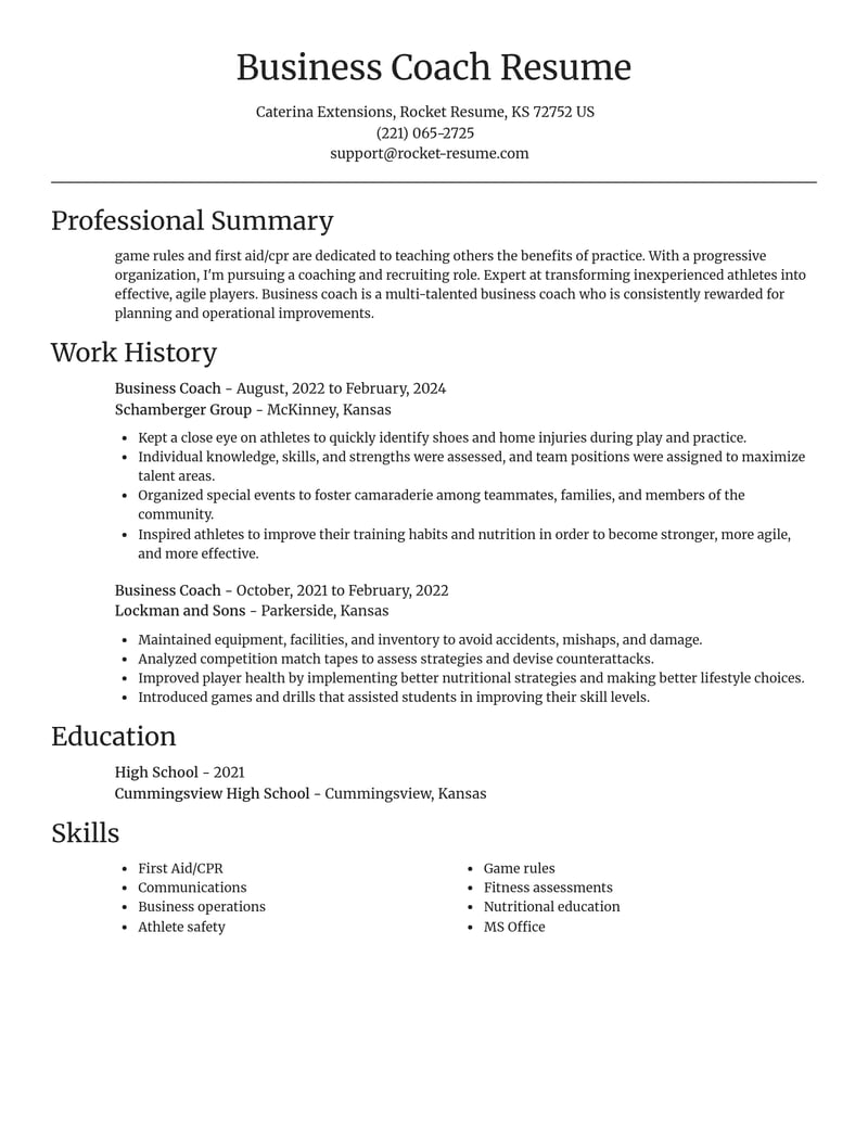 business coach misc resume focal point template 1 foc