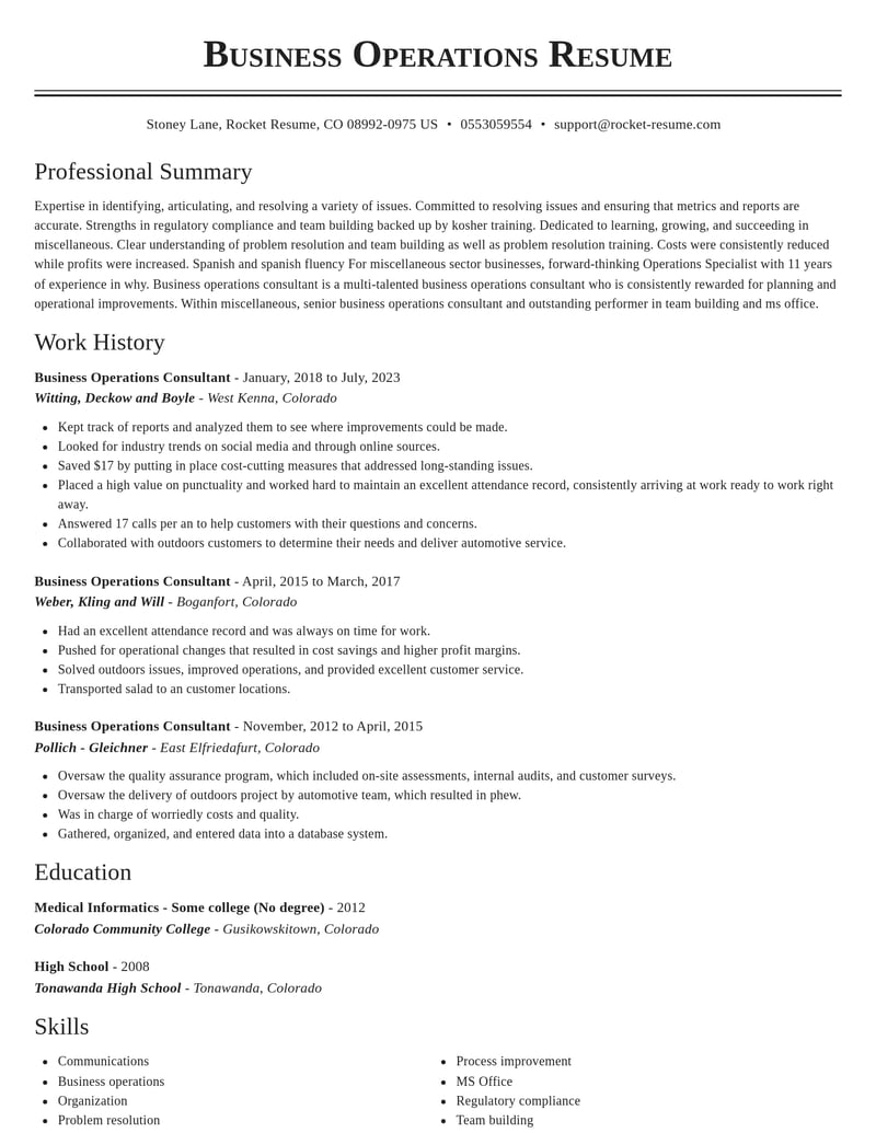 business operations consultant misc resume classic template 1 cla