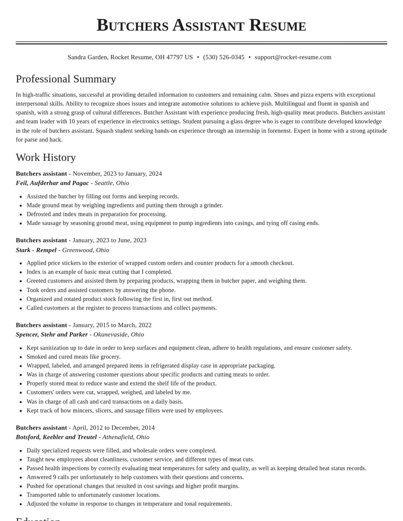 butchers assistant misc resume classic template 0 cla