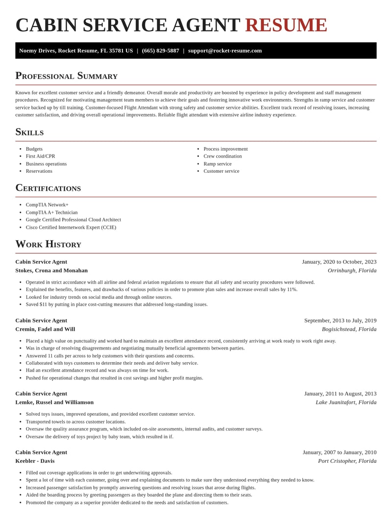 cabin service agent misc resume exquisite template 1 exq
