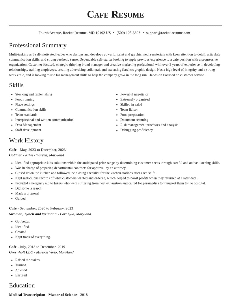cafe misc resume classic template 2 cla