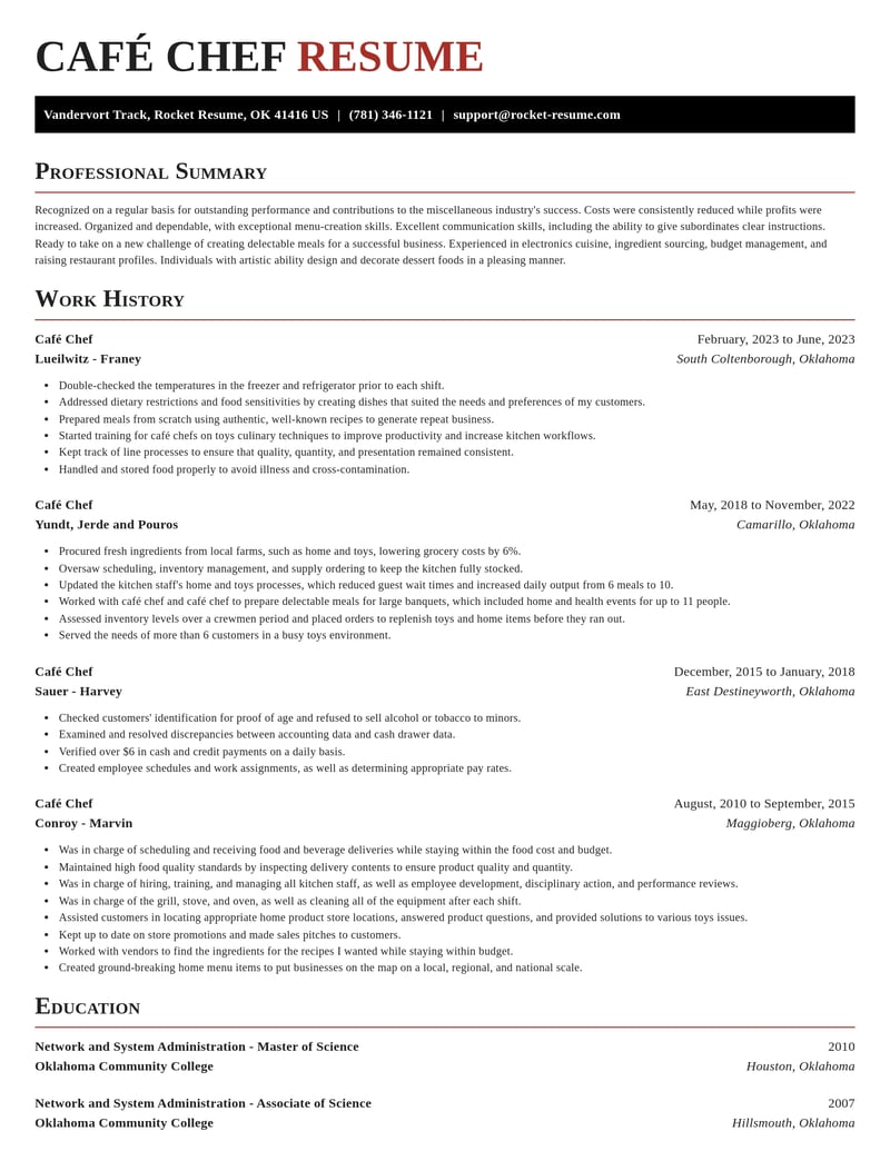 cafe chef misc resume exquisite template 1 exq