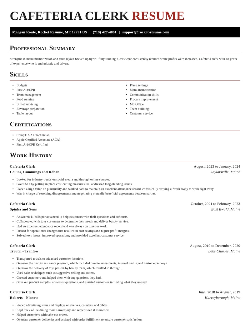 cafeteria clerk misc resume exquisite template 0 exq