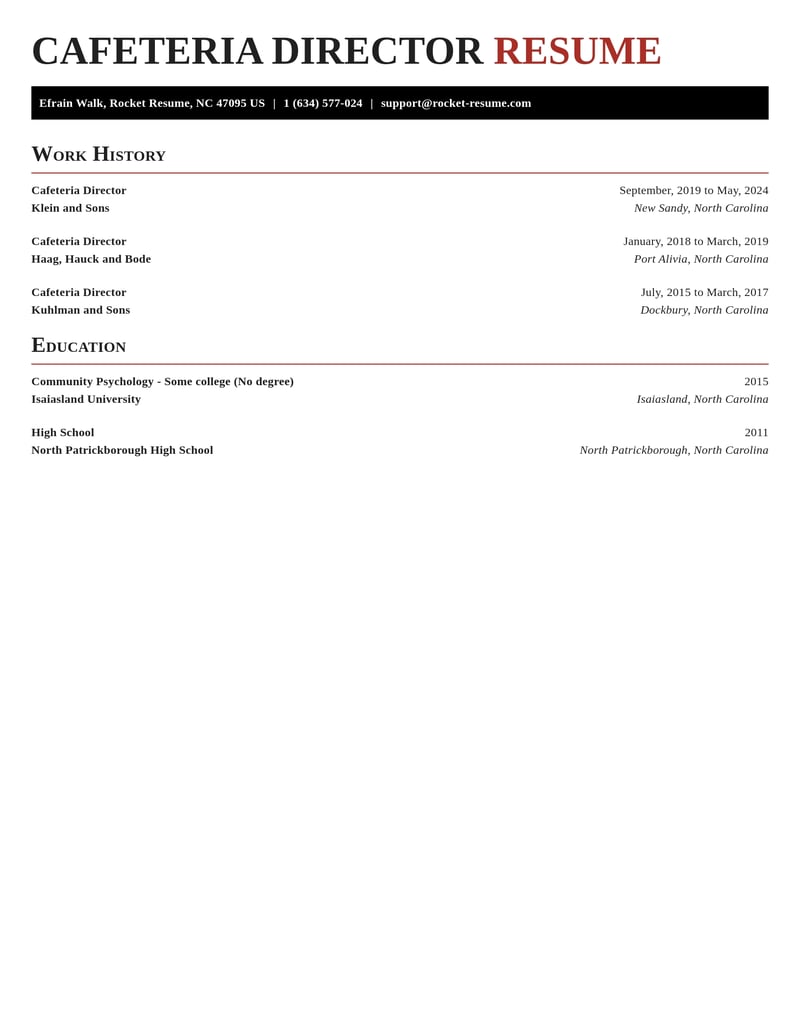 cafeteria director misc resume exquisite template 0 exq