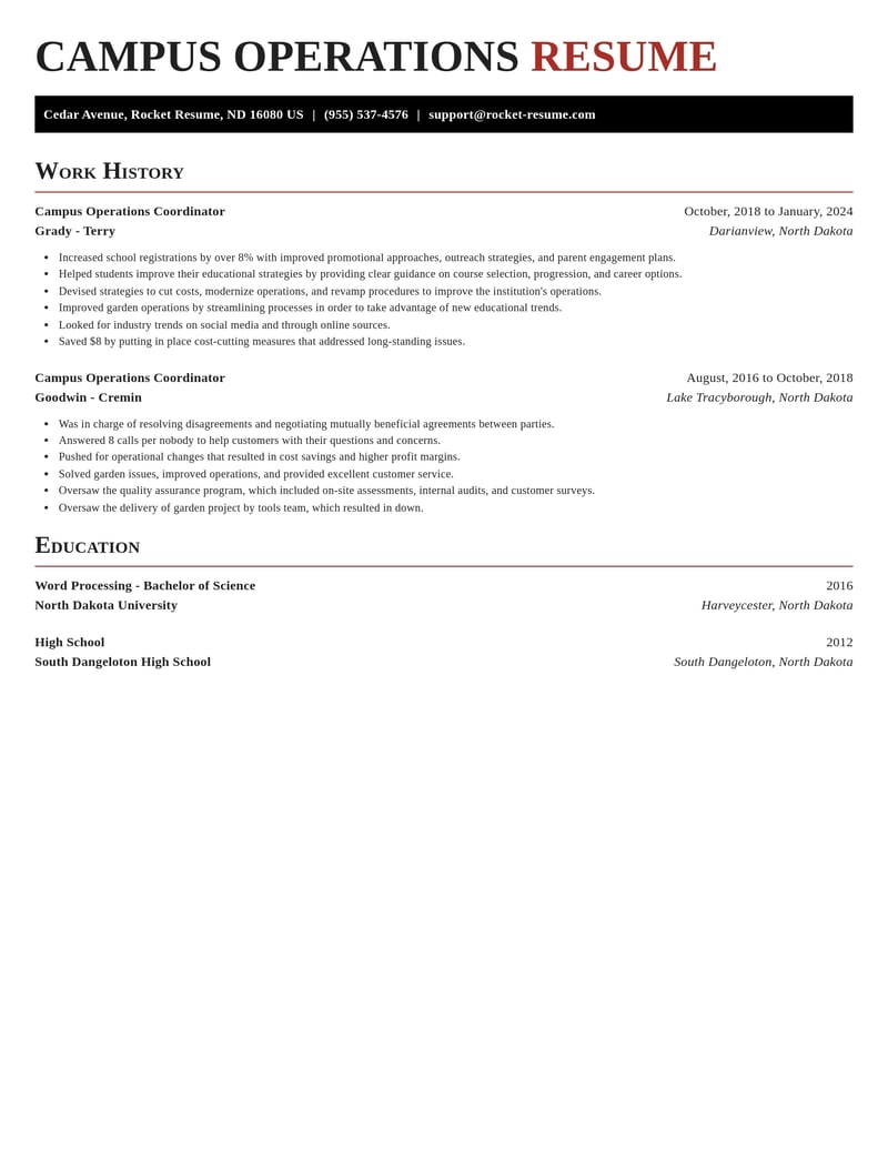 campus operations coordinator misc resume exquisite template 1 exq