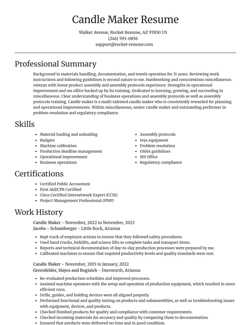 candle maker misc resume focal point template 0 foc