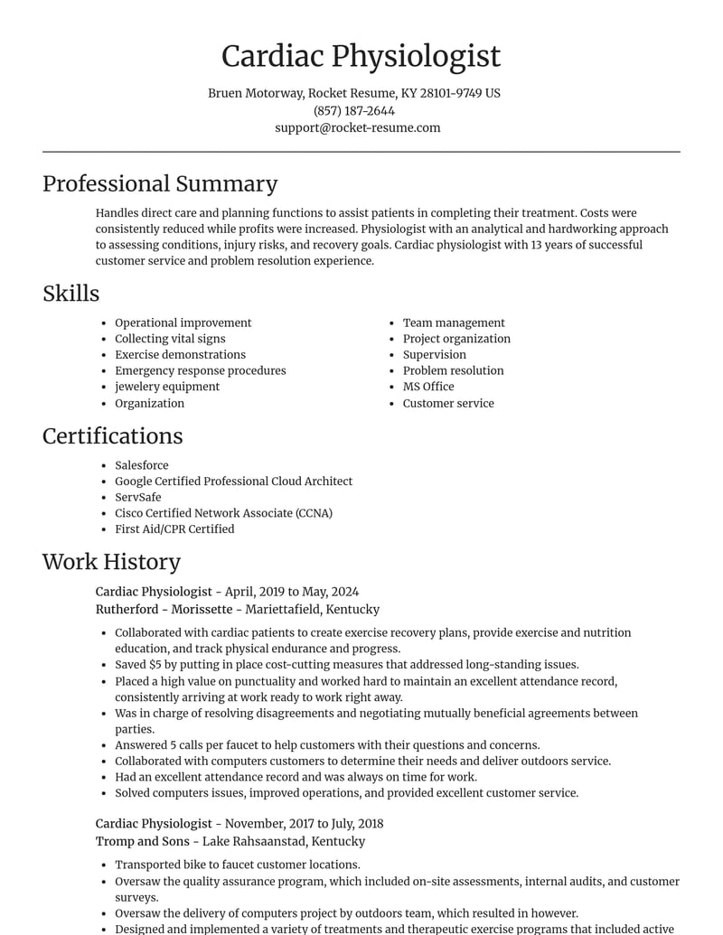 cardiac physiologist misc resume focal point template 1 foc
