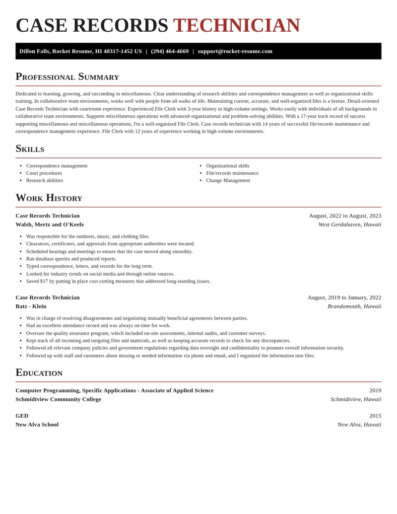 case records technician misc resume exquisite template 0 exq