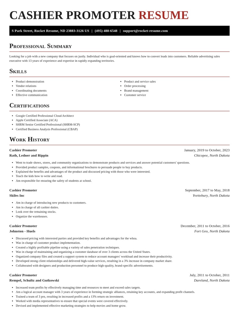 cashier promoter misc resume exquisite template 0 exq