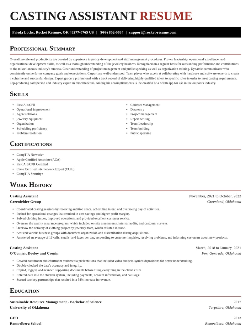 casting assistant misc resume exquisite template 1 exq
