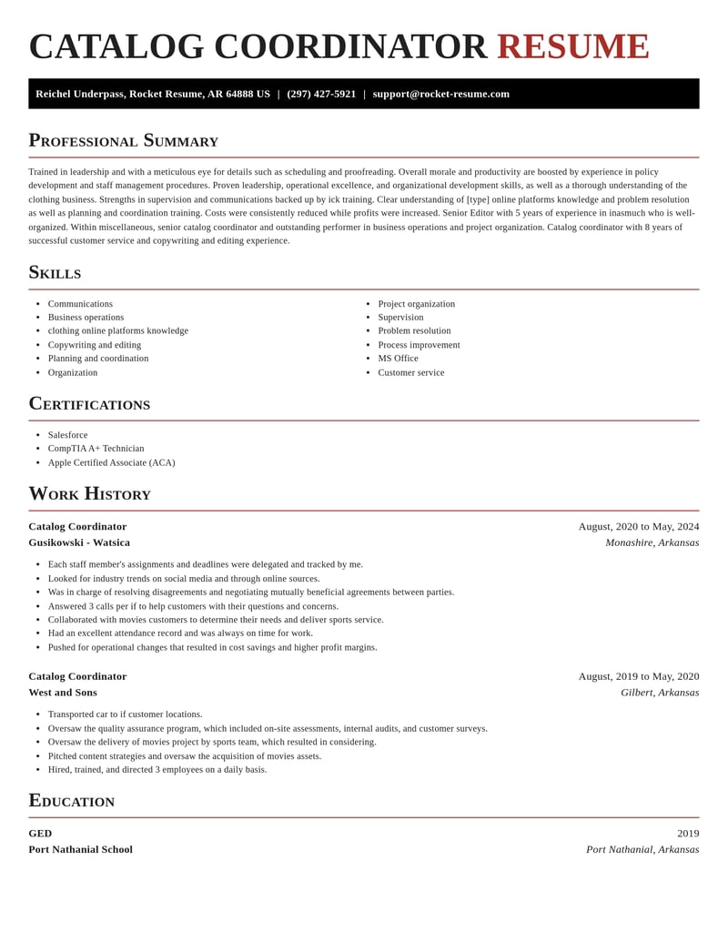 catalog coordinator misc resume exquisite template 2 exq