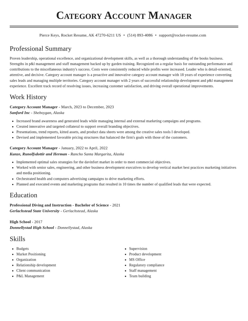 category account manager misc resume classic template 1 cla