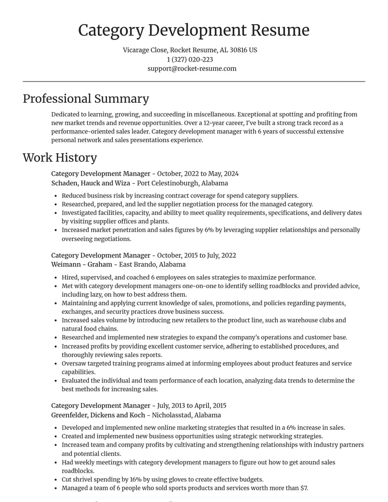 category development manager misc resume focal point template 0 foc