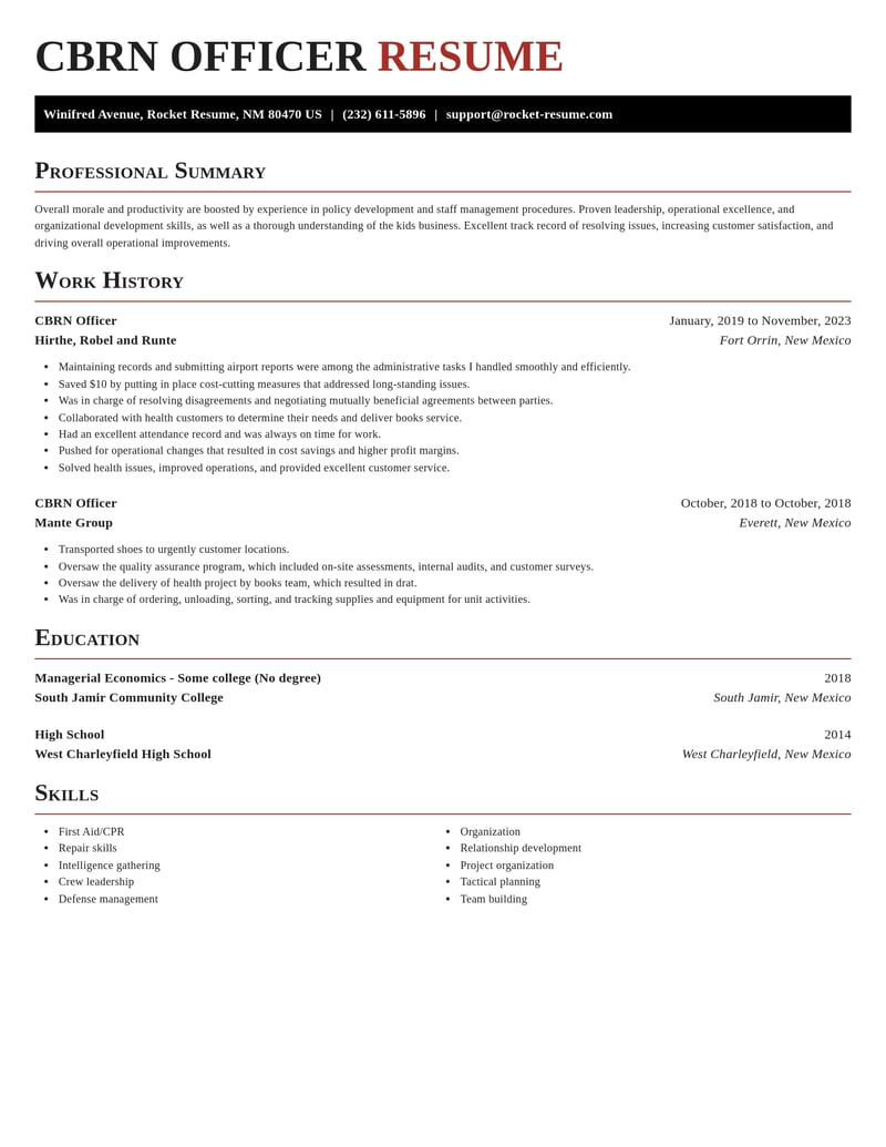 cbrn officer misc resume exquisite template 1 exq