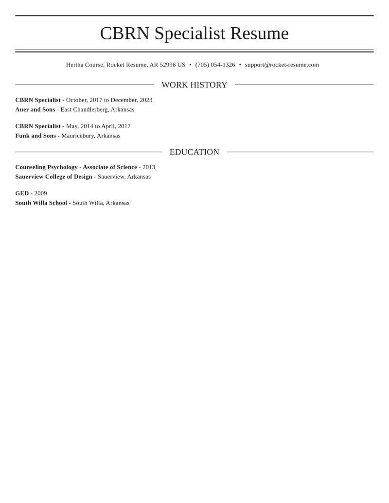 cbrn specialist misc resume elegant template 0 ele