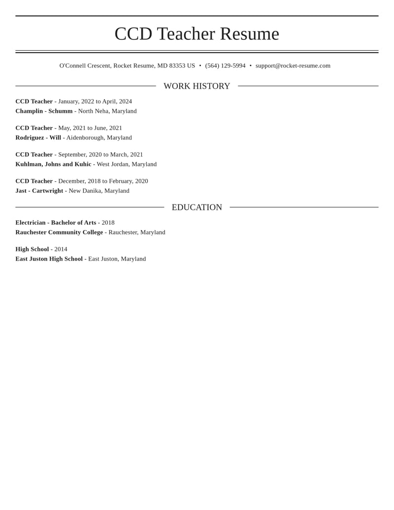 ccd teacher misc resume elegant template 2 ele