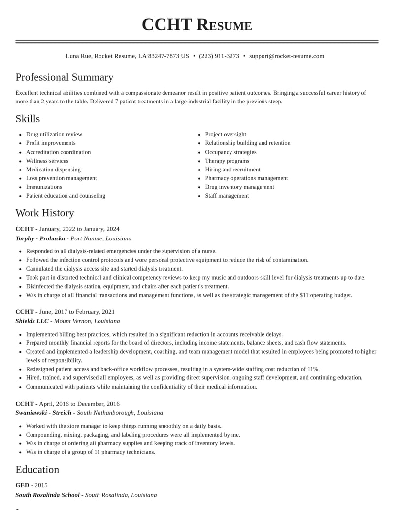 ccht misc resume classic template 1 cla