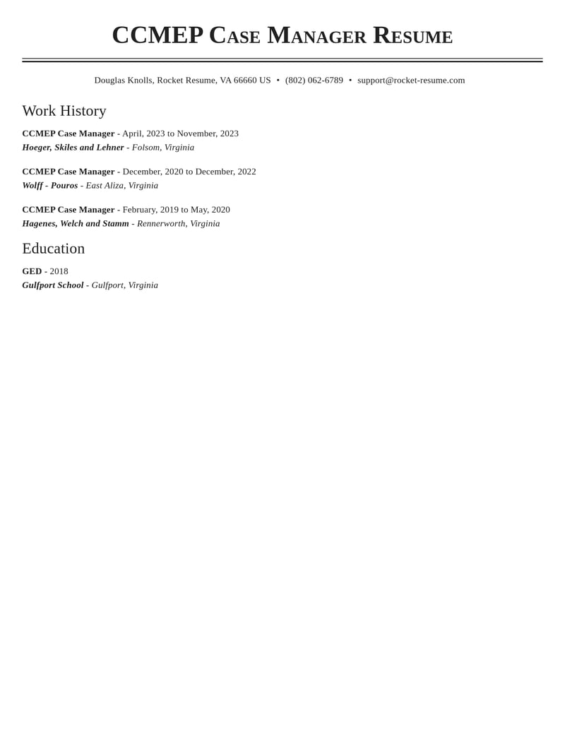 ccmep case manager misc resume classic template 0 cla