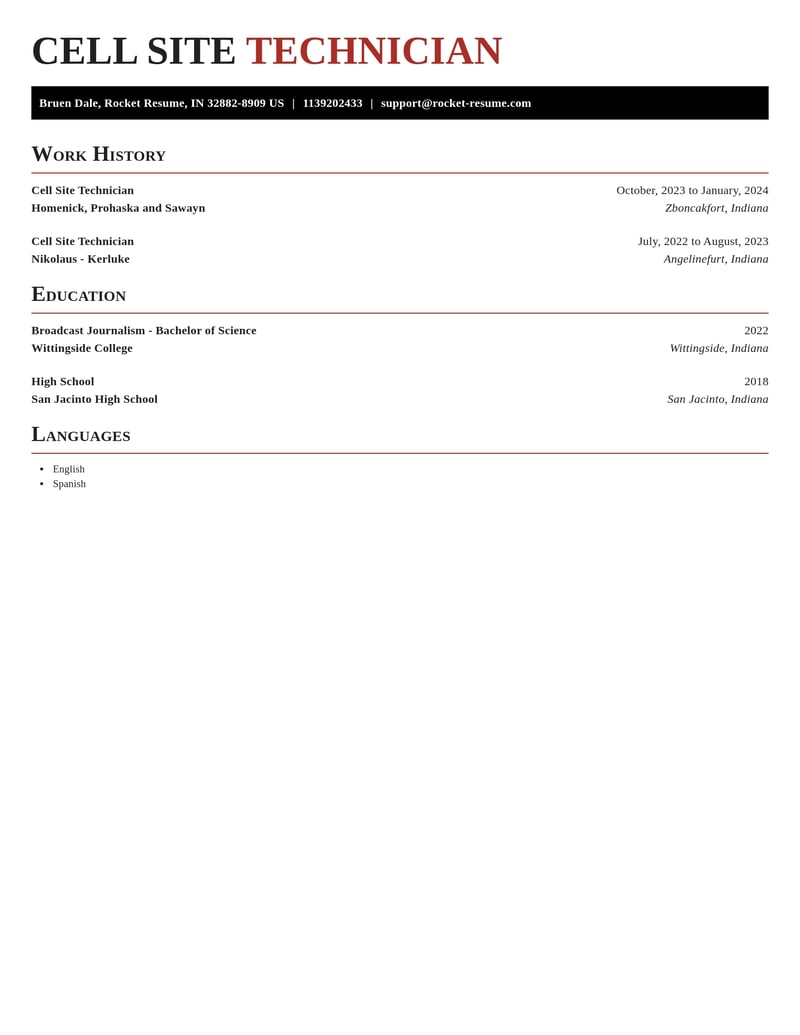 cell site technician misc resume exquisite template 0 exq
