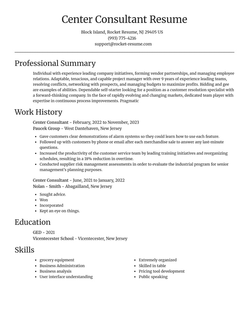 center consultant misc resume focal point template 1 foc