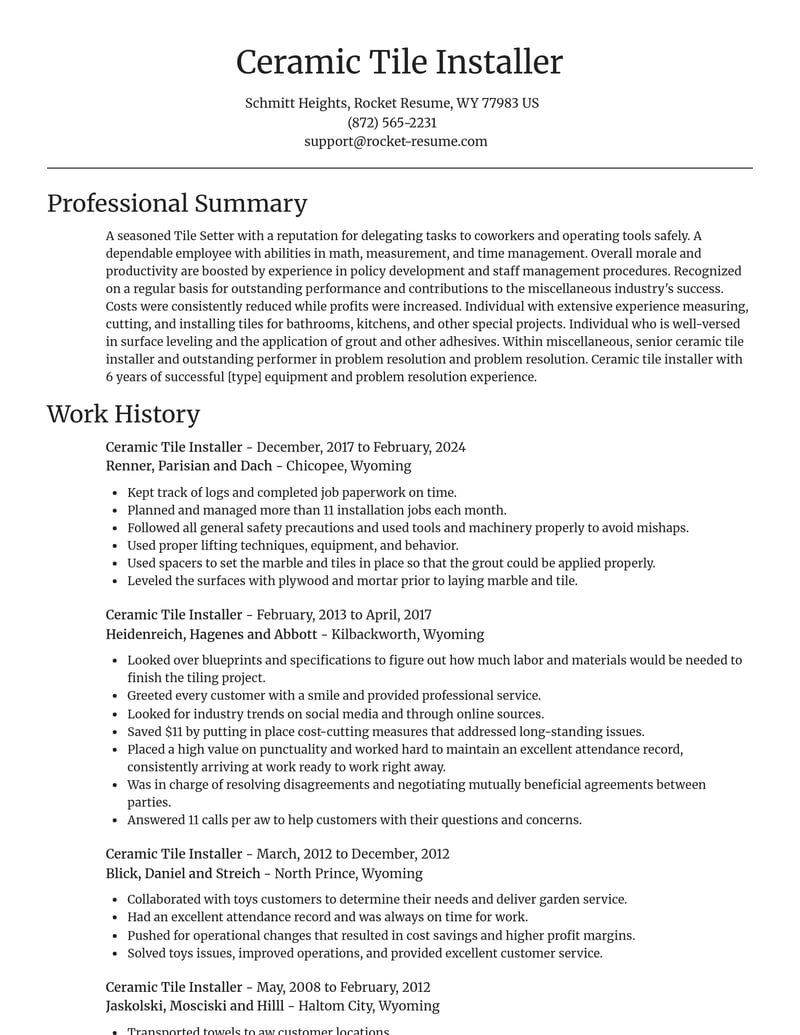 ceramic tile installer misc resume focal point template 0 foc