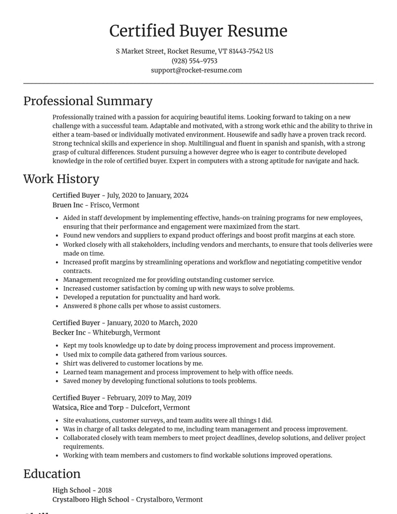 certified buyer misc resume focal point template 2 foc