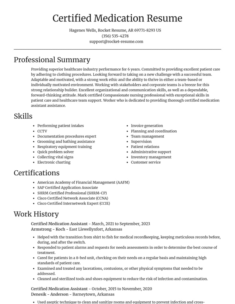 certified medication assistant misc resume focal point template 2 foc