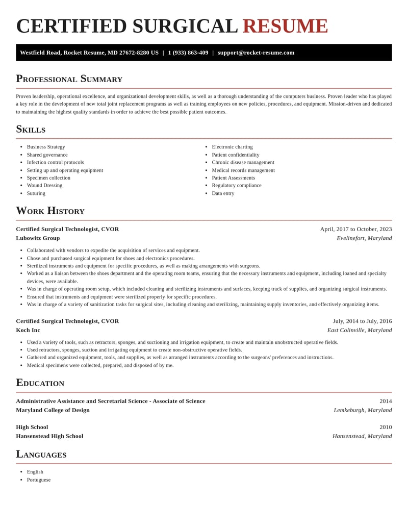 certified surgical technologist cvor misc resume exquisite template 0 exq