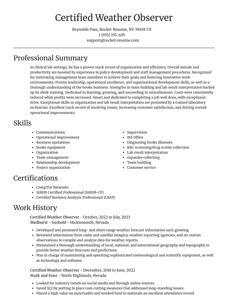 certified weather observer misc resume focal point template 2 foc