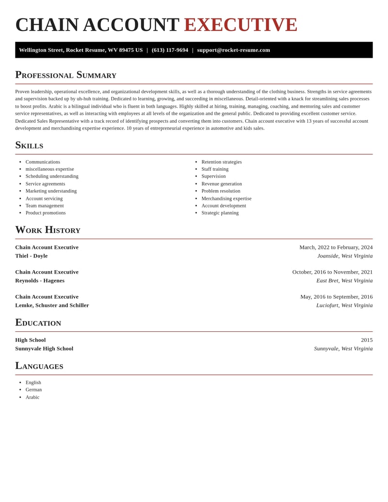 chain account executive misc resume exquisite template 2 exq