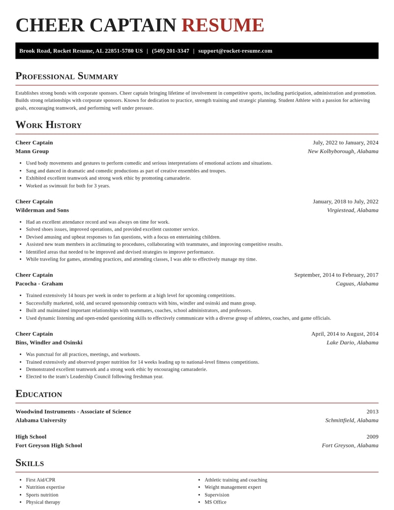 cheer captain misc resume exquisite template 2 exq