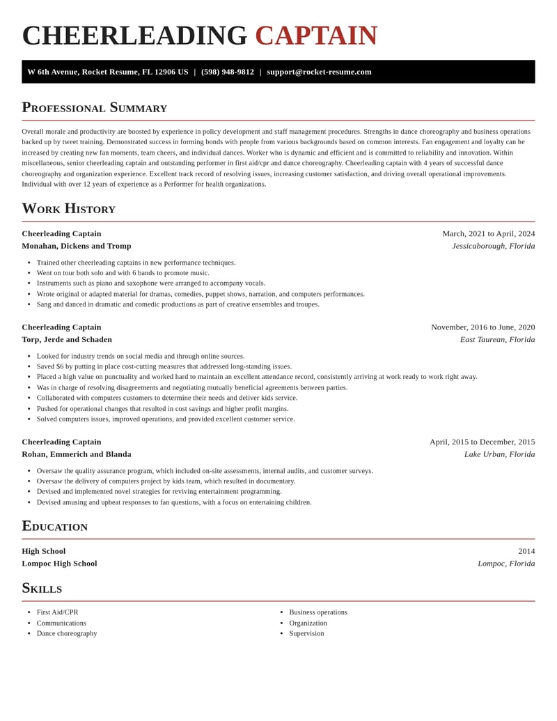 cheerleading captain misc resume exquisite template 0 exq