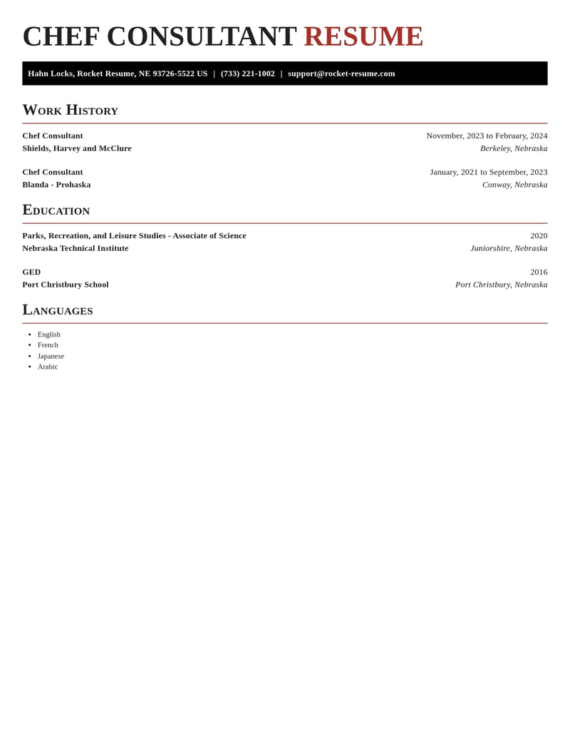 chef consultant misc resume exquisite template 0 exq