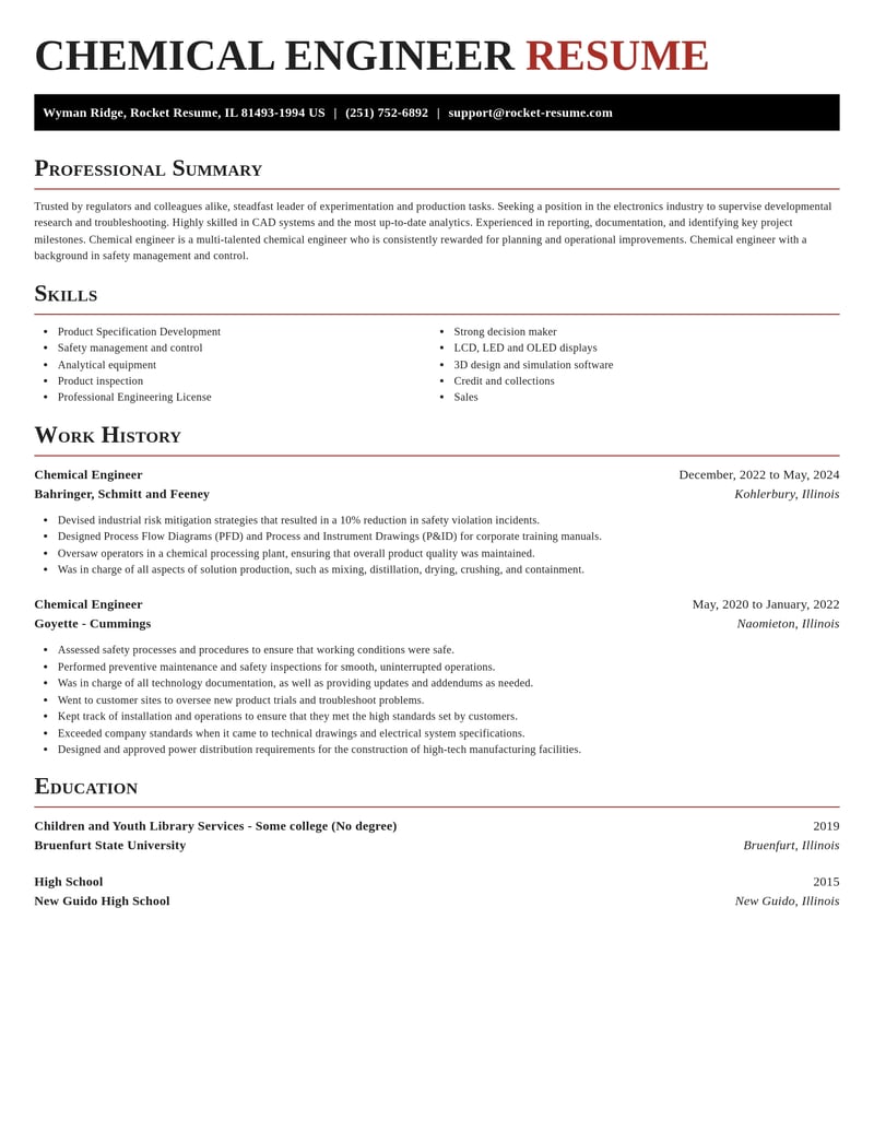 chemical engineer misc resume exquisite template 2 exq