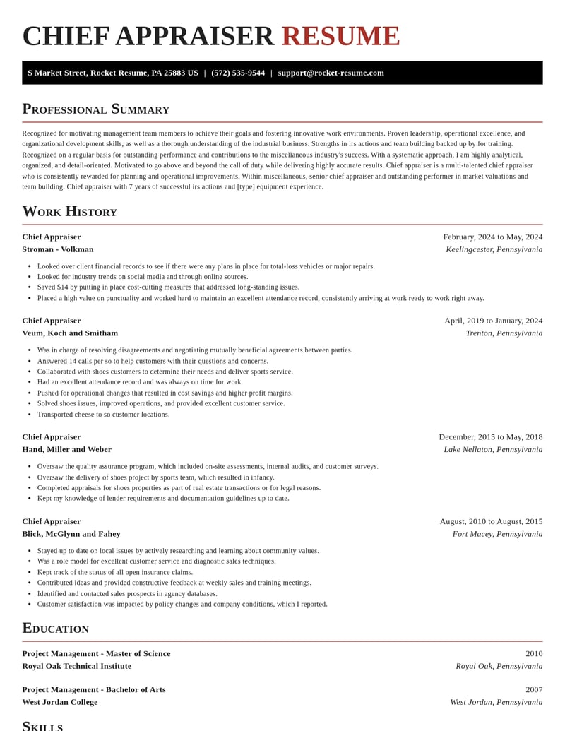 chief appraiser misc resume exquisite template 0 exq
