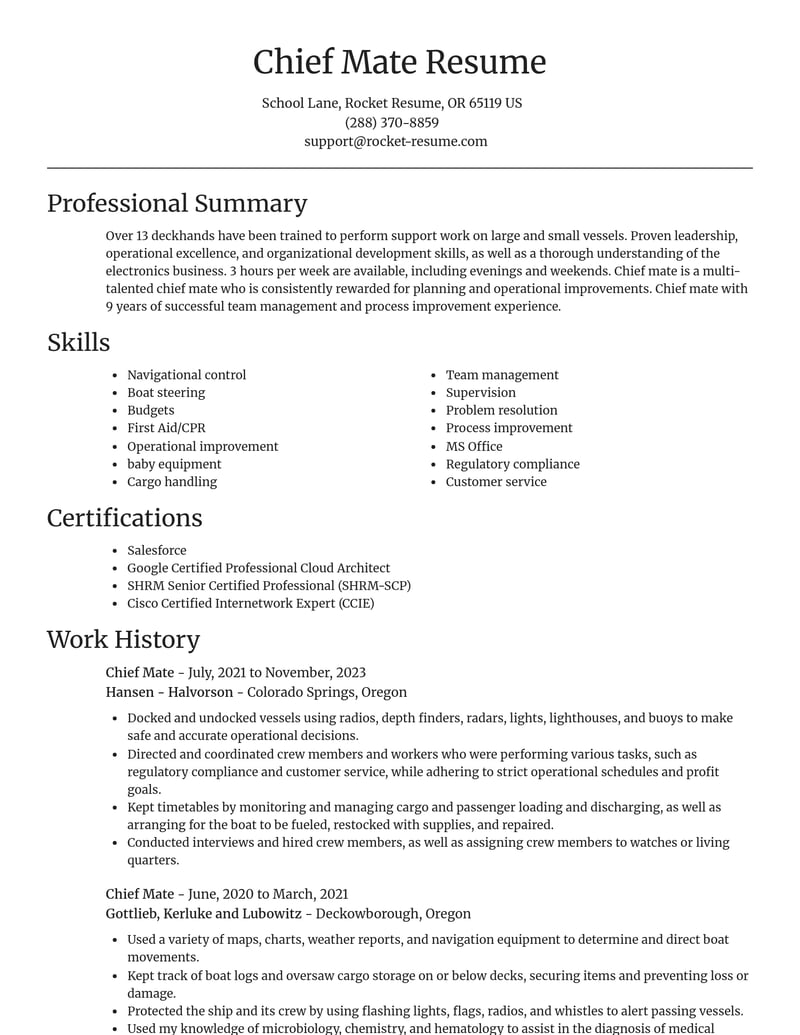 chief mate misc resume focal point template 0 foc