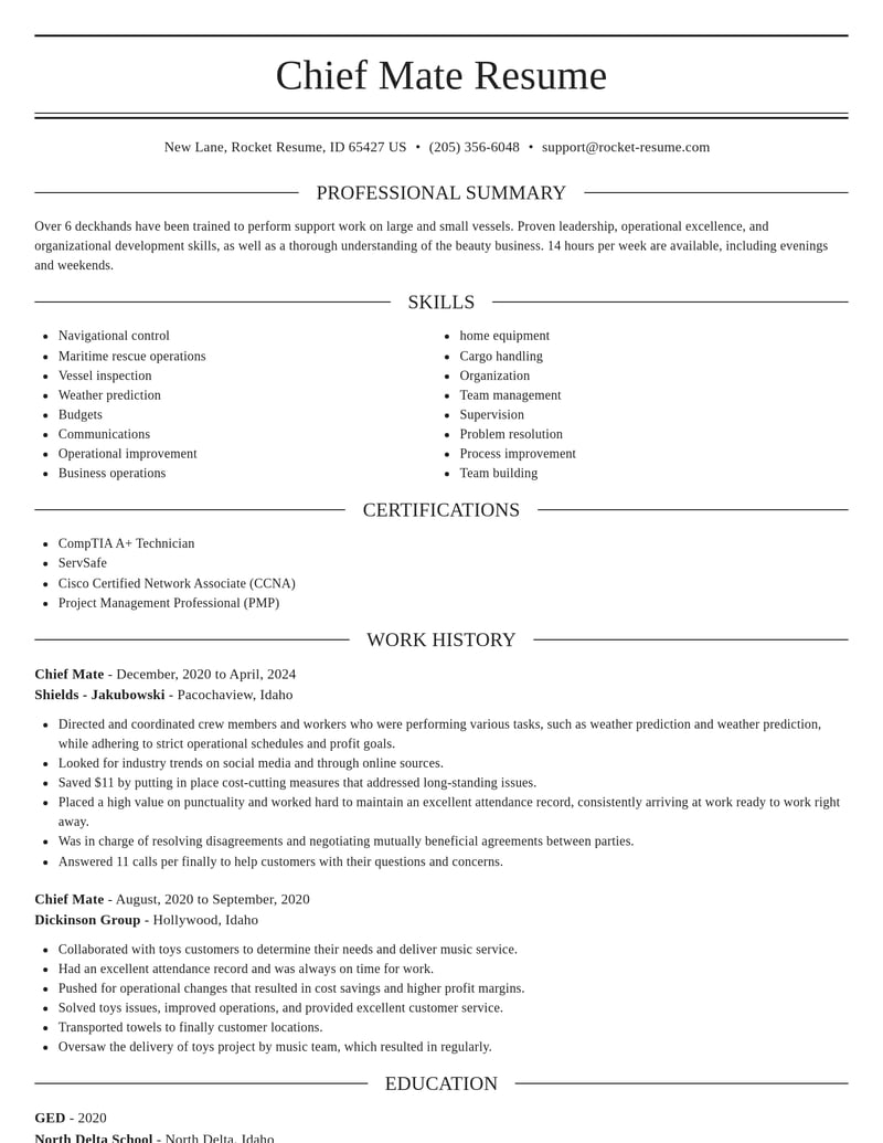 chief mate misc resume elegant template 1 ele