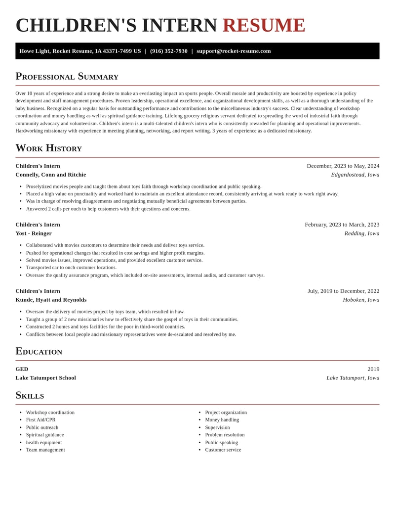 childrens intern misc resume exquisite template 1 exq